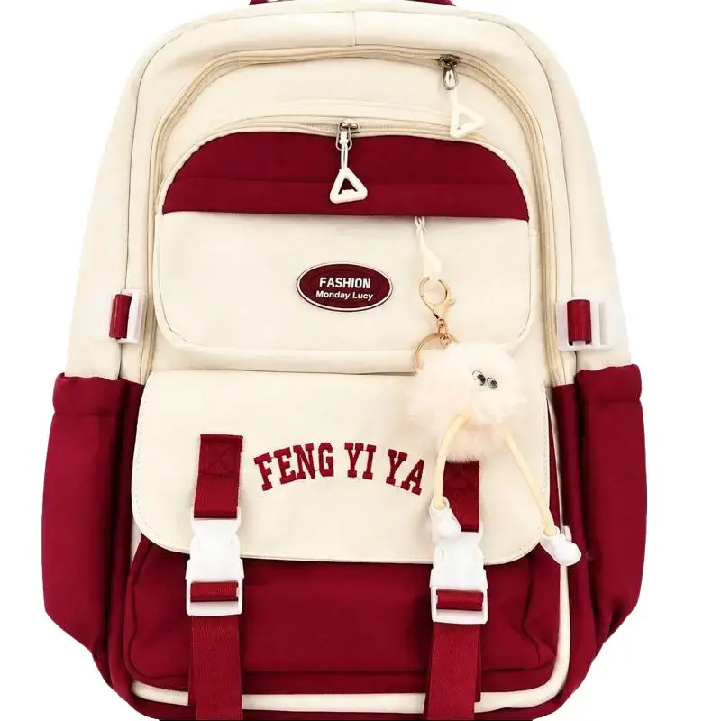 Oxford Fabric School Backpack, Padded Back & Straps for Growing Spine Protection, 6 Zippered Multiple Pockets for Organized School Supplies, Water-Resistant Lightweight Front Pouch Backpack
