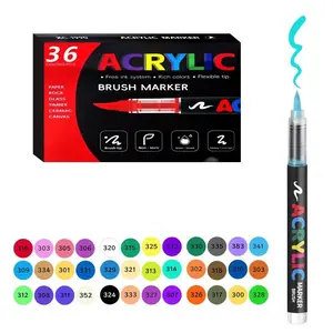 1 Box 48/36 Color Nail Art Pens, Watercolor Pen Set, Soft Tip Liquid Acrylic Markers, DIY Graffiti Art Painting Watercolor Pens, Art Supplies