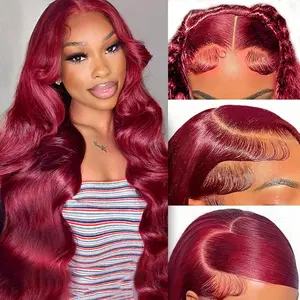 Simidola 99J Burgundy 13x6 Lace Front Wigs Human Hair 13x4 HD Transparent Body Wave Lace Front Wigs Human Hair Pre Plucked 99j Burgundy Red Wine Glueless Human Hair Wigs for Women summerwins