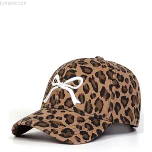 Coquette Bow Leopard Baseball Cap, Adjustable Fashion Hat for Women Daily Wear for Women Summer Outfit