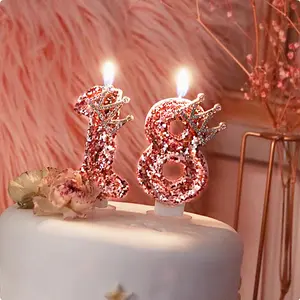 Creative Handmade Shiny Birthday Candle, Cake Decoration Numbers 0-9 Bright Numerals, Romantic Party Favors, Holiday Anniversary Cake Candles