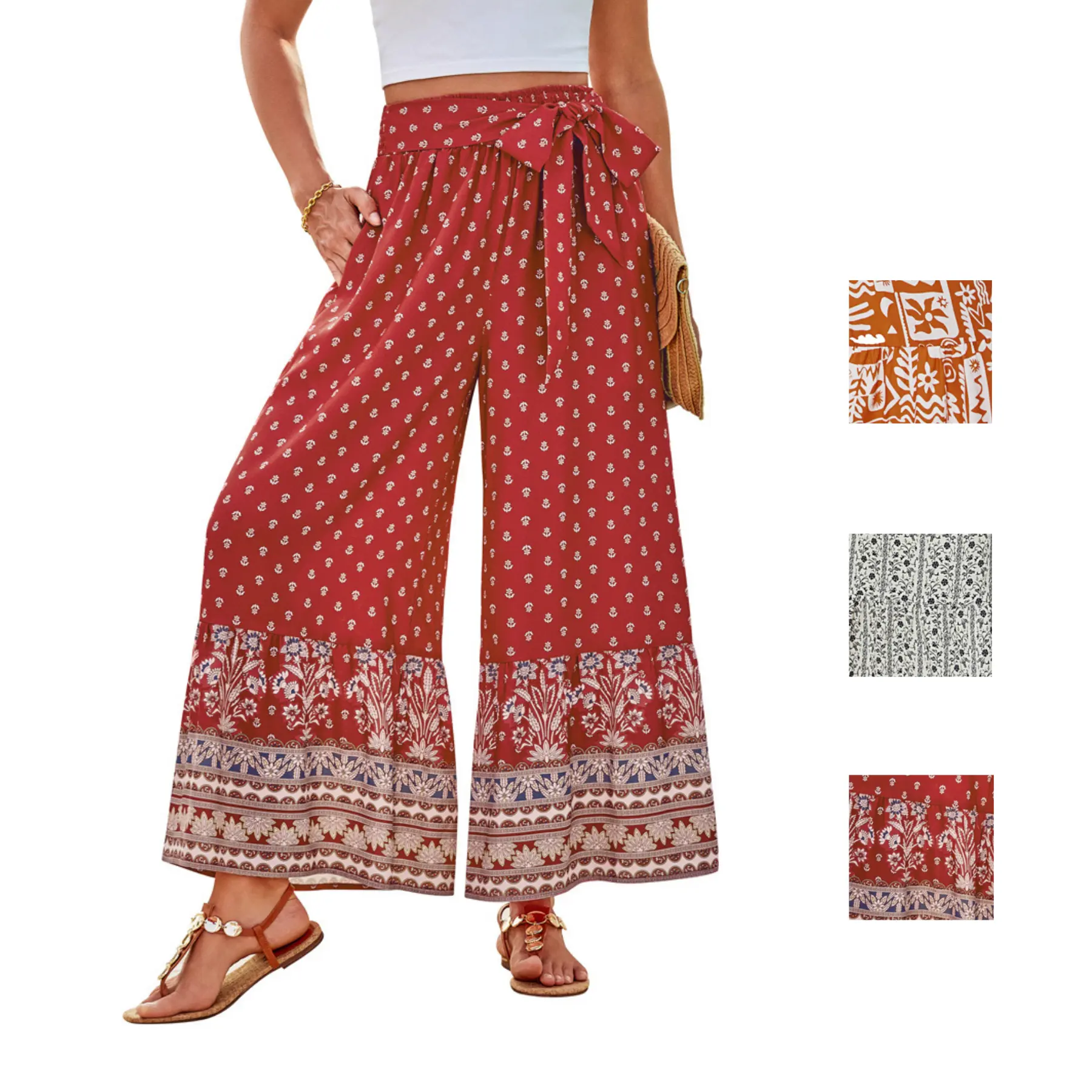 【New Arrival】Grace Karin vacation pants Bohemian loose resort trousers in a trendy comfortable fabric 【New Arrival】Grace Karin vacation pants Bohemian loose resort trousers in a trendy comfortable fabric