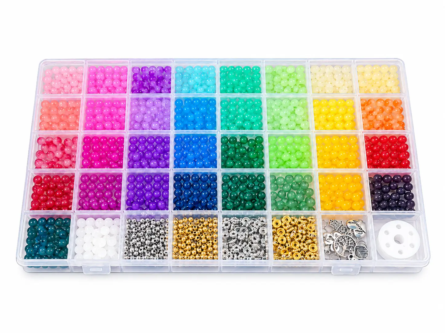 1368pcs Glass Beads for Bracelets Jewelry Making 34 Colors Crystal Round Beads Size 6mm