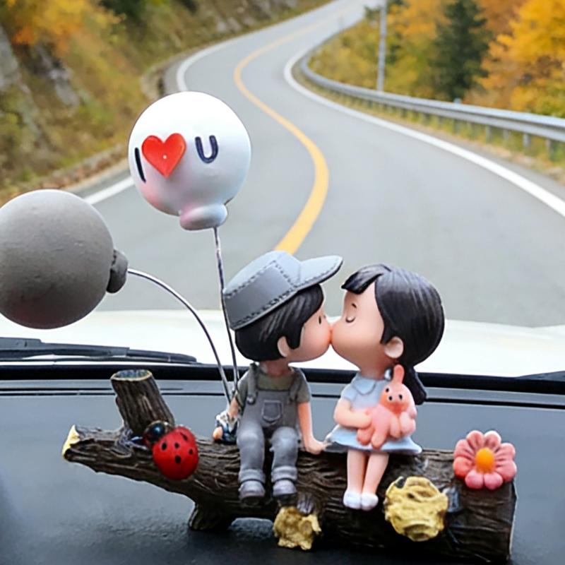 Universal Car Decorative Couple Kissing Statue, Cute Cartoon Couple Gift for Women Girls, Tree Branch, Car，valentine's gift for bf，galentine's gifts for girls，valentine's classroom gifts，valentine's gift for husband