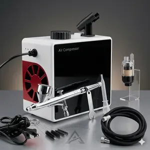 TM-60 Airbrush Compressor, Adjustable 0-70 PSI, Oil-Free with Moisture Filter for Painting & Nail Art
