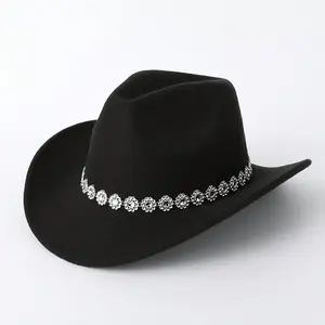 Pink Felt Luxurious Cowboy Hat with Sparkling Rhinestone Band - Perfect for Parties, Festive Occasions, and Performances