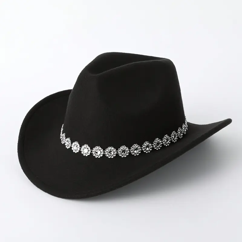 Women's Pink Felt Cowboy Hat - Sparkling Rhinestone Band, Lightweight, Adjustable Drawstring, Western Hats for Parties, Festivals, Cowboyhats, Do Not Wash