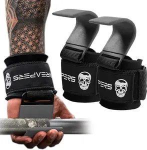 Gymreapers Heavy-Duty Lifting Hooks - Gray, for Deadlifting, Rowing and Pulling Exercises