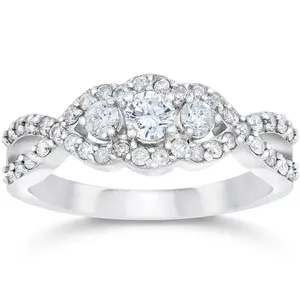 3/4ct 3-Stone Diamond Infinity Engagement Ring 10K White Gold