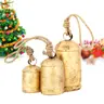 3-Piece Metal Vintage Rustic Cowbell Set with Aged Finish - Decorative Ornaments, Home Decor Items, Art Deco Shabby Chic Wall Hanging, Christmas Decor for Home, Housewarming Good Luck Gift for Cozy and Nostalgic Atmosphere