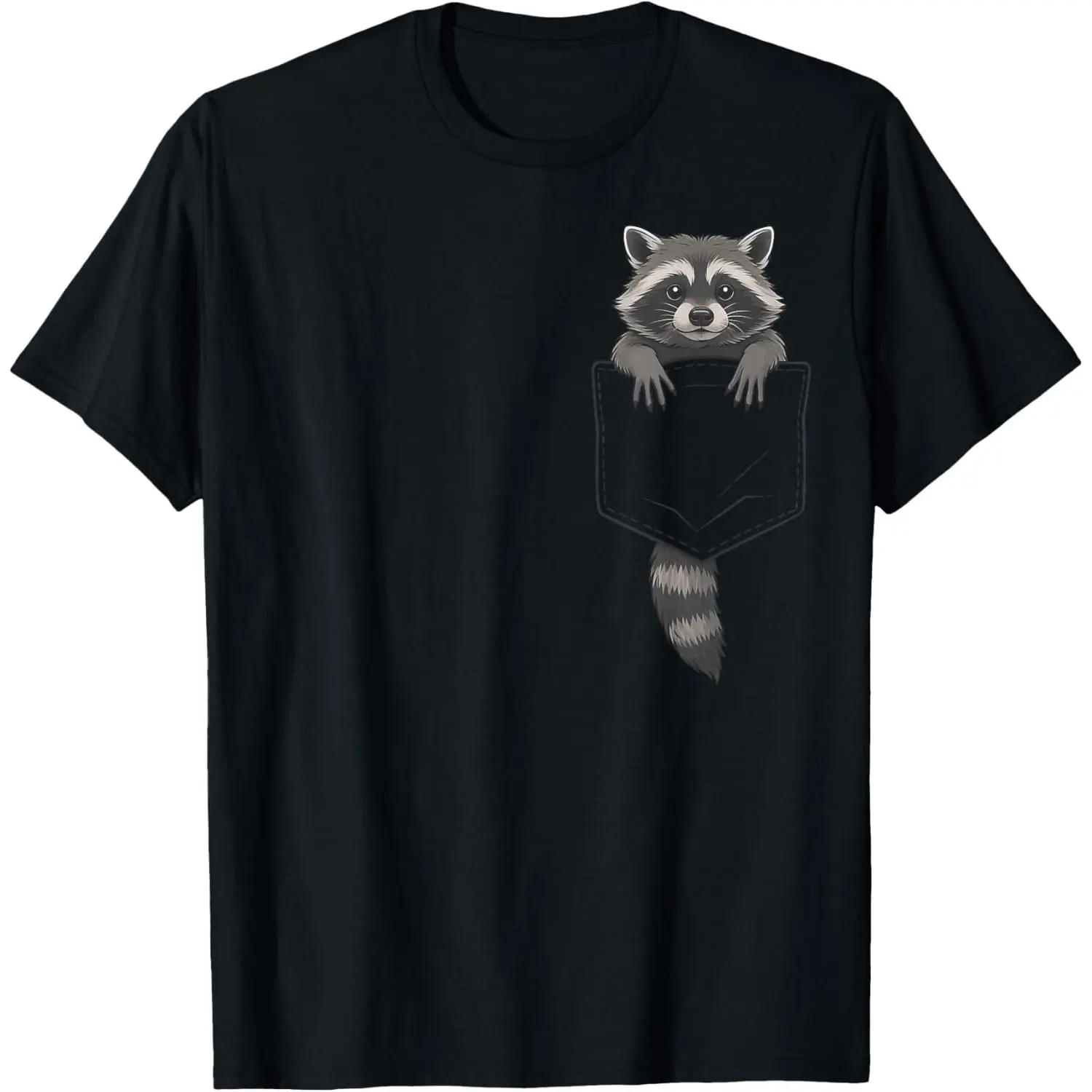 Cute Raccoon Pocket Funny Gifts for Men Women  T-Shirt