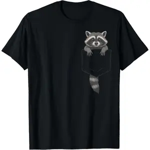 Cute Raccoon Pocket Funny Gifts for Men Women  T-Shirt