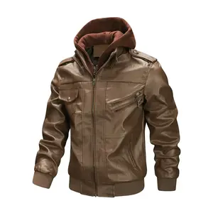 Men's High-Quality PU Leather Jacket, Zippered Jacket, Detachable Hooded Design, Windproof Waterproof Durable Fabric, Perfect Gift Idea