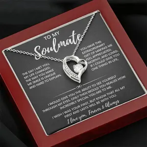 Forever Love Necklace - To My Soulmate Gift, Love Heart Necklace, Birthday Gift For Girlfriend, Soul Mate, Love Partner, Anniversary Gift, Adjustable Chain Length 18"-22" - Necklinphalt