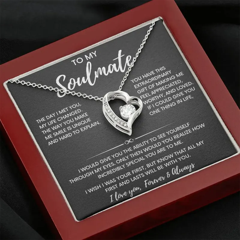 Forever Love Necklace - To My Soulmate Gift, Love Heart Necklace, Birthday Gift For Girlfriend, Soul Mate, Love Partner, Anniversary Gift, Adjustable Chain Length 18"-22" - Necklinphalt