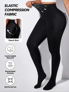 Women's High Waisted Compression Elastic Fabric Footed Tights, Control Top Shaping Opaque Pantyhose Leggings, for Dresses & Skirts