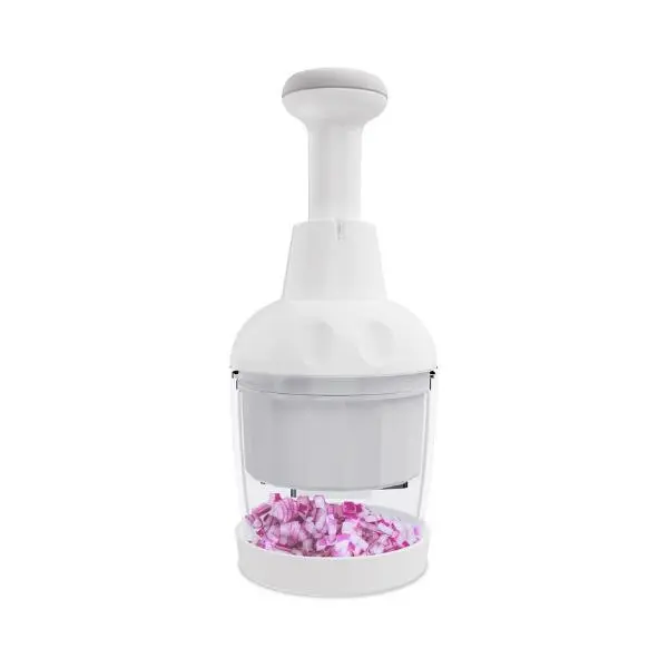 Food Chopper, Handheld Veggie Chopper for Vegetable, Onion, Garlic, Nut, Hand Vegetable Cutter, Dishwasher-safe, Stainless Steel Blade, White.