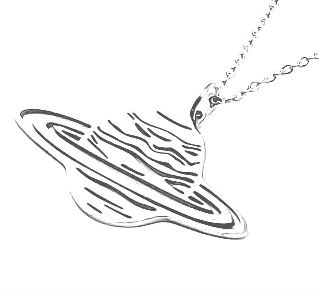 Saturn Stainless Steel Necklace - Hand Assembled in the USA - 18" Chain