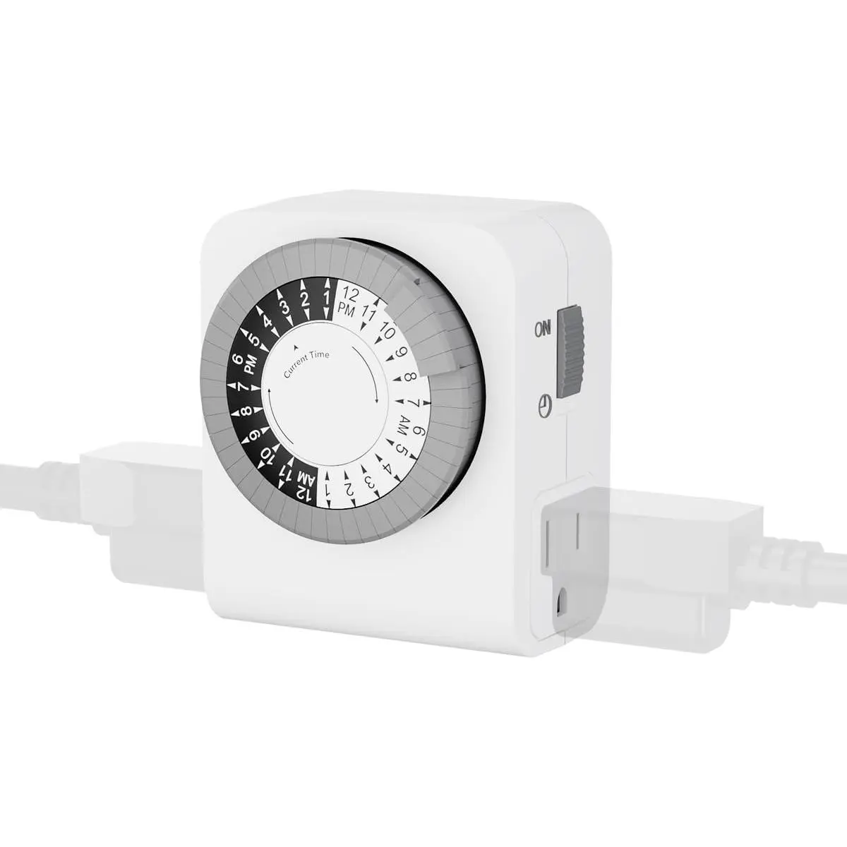 Outlet Timer with 2 Grounded Outlets, Mechanical Light Timer for Electrical Outlet Indoor, 24-Hour 3-Prong for Lamp,Indoor Lighting,Fan and Christmas Light (1 Pack-3Prong(Dual Outlet))