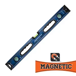 212 MAIN Industrial Magnetic Lighted Box Beam Level - 24 in. Hardware Measuring Tool with Handle, LED Lights, and Auto-Shut Off Feature