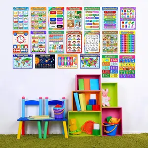 20 Pieces 16 x 11 Educational Preschool Posters Learning Poster for Toddlers Kids Kindergarten Preschool Classroom Learning Decorations, Extra Large Student Essentials