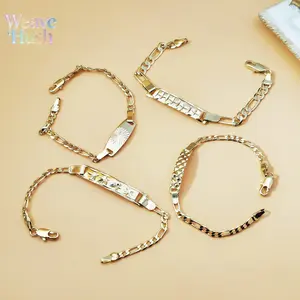 18K Gold Plated Figaro Chain Bracelet, Vintage Engraved ID Tag Cuban Link Chain, Trendy Y2K Minimalist Unisex Jewelry, Hip Hop Streetwear Fashion Bracelet for Men & Women, Durable Waterproof Daily Wear Accessory for Parties, Dating & Casual Outfits