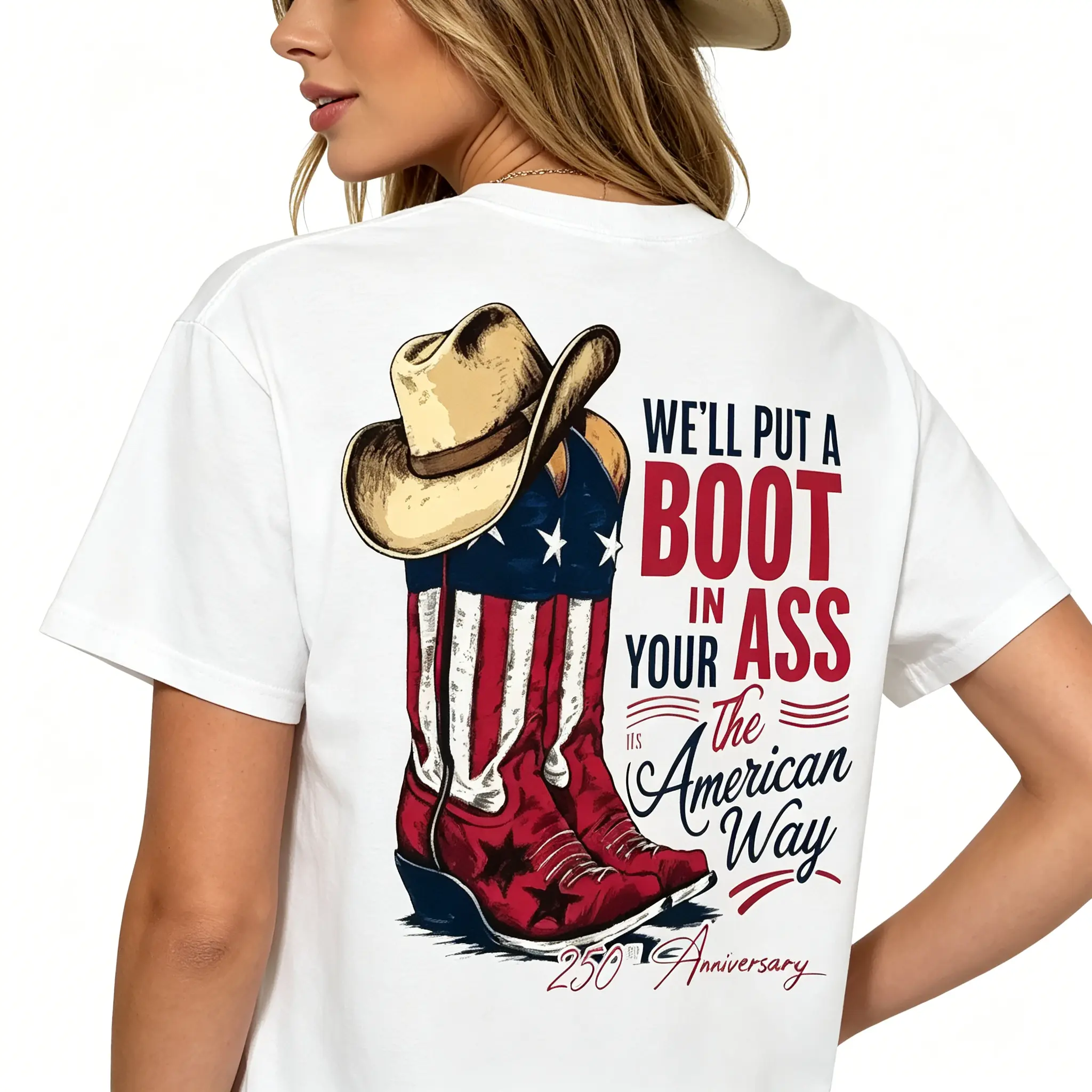 "Put A Boot In Your Ass Flag" 250th Anniversary Patriotic Tee |   Comfy Breathable Unisex Fit 4th Of July Casual Top
