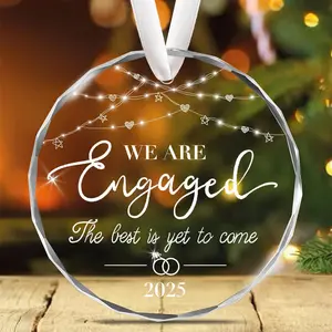 We Are Engaged 2025, Glass Keepsake Ornament, Christmas Ornaments Home Decor, Christmas Tree Hanging Ornament Decor, Bridal Decoration, Romantic Couple Gifts, Anniversary Wedding Gifts, Romantic Couple Gifts, Gifts for Newlywed Couples