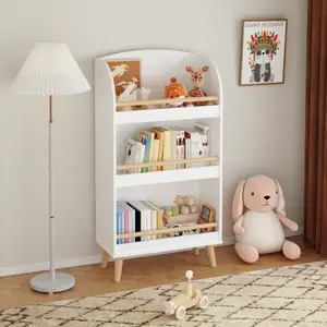 Kids 3-Tier Bookshelf and Toy Storage Organizer, White