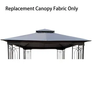 Dreamzon 10x10 Ft Patio Double Roof Gazebo Replacement Canopy Top Fabric, Gray