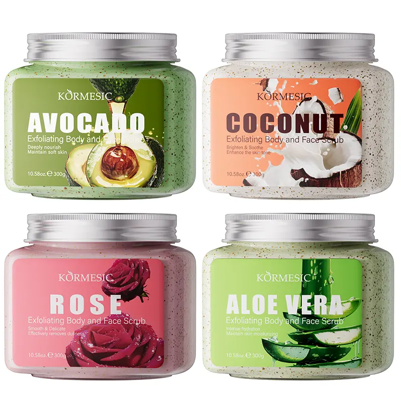 Avocado Coconut Rose Aloe Vera Exfoliating Body and Face Scrub   for Smooth Skin Care
