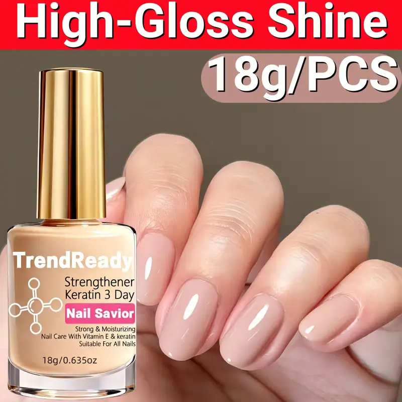 2pcs Nude Color Nail Hardener Extra Strong for Weak Nails | 4-In-1 Natural Clear Nail Polish to Improve Damaged Nails & Moisturizer for Dry Cracked Nail with Vitamin E And Keratin | Long-Lasting And Fast-Drying Nail Polish for Splitting Break | Nail