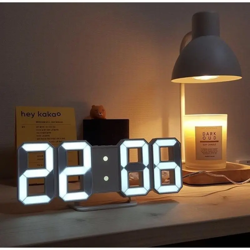 3D Digital Wall Clock, Decorative Wall Clock, Home Decor, Night Glow Mode, Adjustable Electronic Watch, Living Room LED Clock, Garden Decoration, Bedroom Alarm Clock, Glow in the Dark, Decoration Items, Lighted Wall Clock