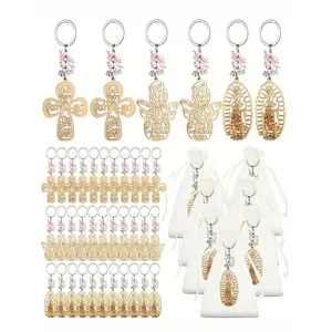 30pcs Wooden Baptism Key Chain With Organza Gift Bag, Baptism, Wedding And Party Supplies, Wedding Favors, Party Gifts, Mother's Day Gifts, Valentine's Day Gifts, Birthday Gifts, Graduation Gifts