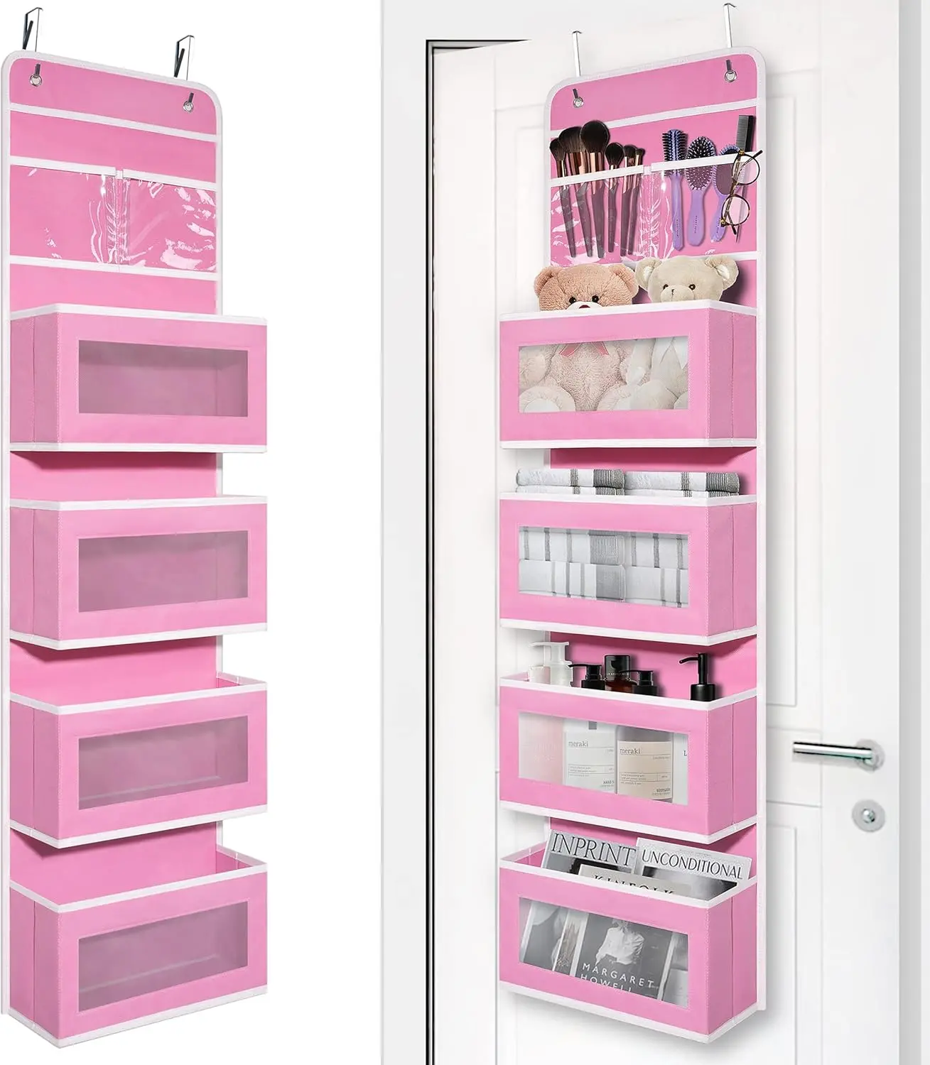 Heavy Duty Over the Door Organizer | Wall Mount Hanging Storage Organizer for Closet, Bathroom & Bedroom | Space Saving Door Storage Solution Hangable Adjustable