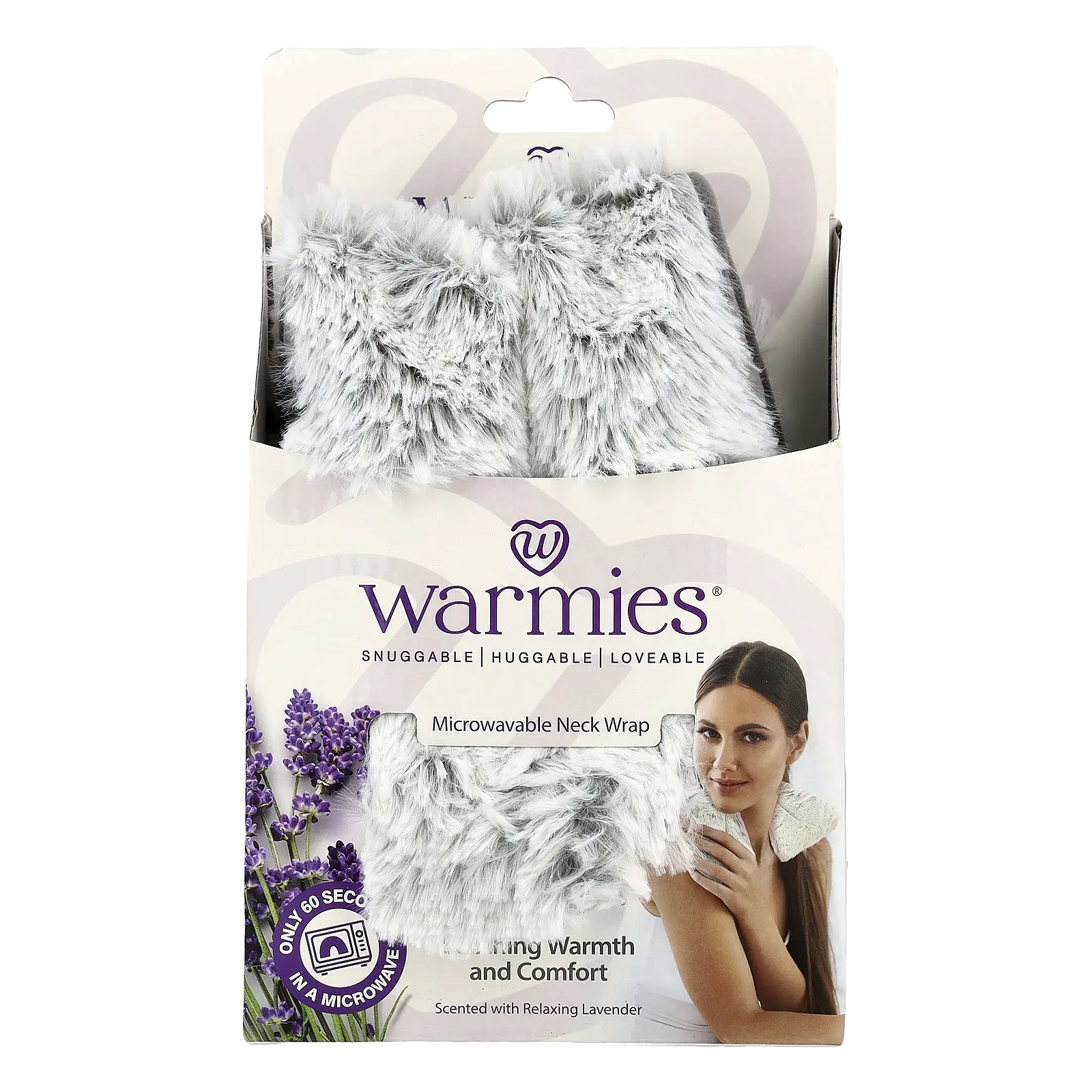 Warmies Microwavable Neck Wrap, Marshmallow Gray, Relaxing Lavender, 1 Wrap