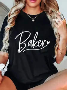 100% Cotton Baker Baking T-Shirt Casual Graphic Printed Tee