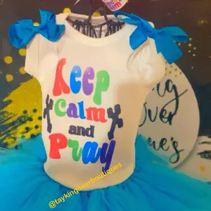 Girls Custom Christian Tutu Outfit - Casual Women's Summer Outfit with Colorful Text and Blue Bow, Comfortable Design - Womenswear, Dress
