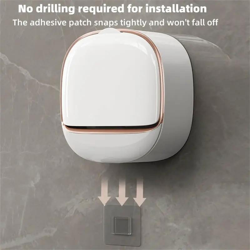 Shower waterproof soap holder, antibacterial wall mounted soap dish with drain and flip cover, keeps soap dry, white