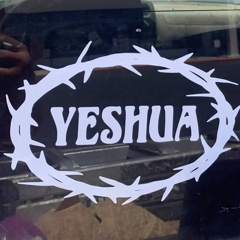 Yeshua window decal white durable vinyl