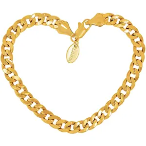 LIFETIME JEWELRY 6mm Cuban Link Chain Bracelet for Men and Women 24k Gold Plated (Gold, 7 inches)