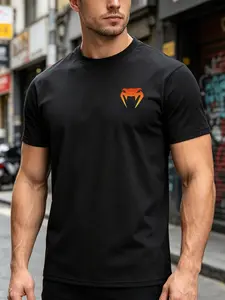Men’s Quick Dry Athletic Ice Silk Mesh Short Sleeve T-Shirt with Snake Head Gradient Print Summer Outdoor Gym Running Training Workout Top