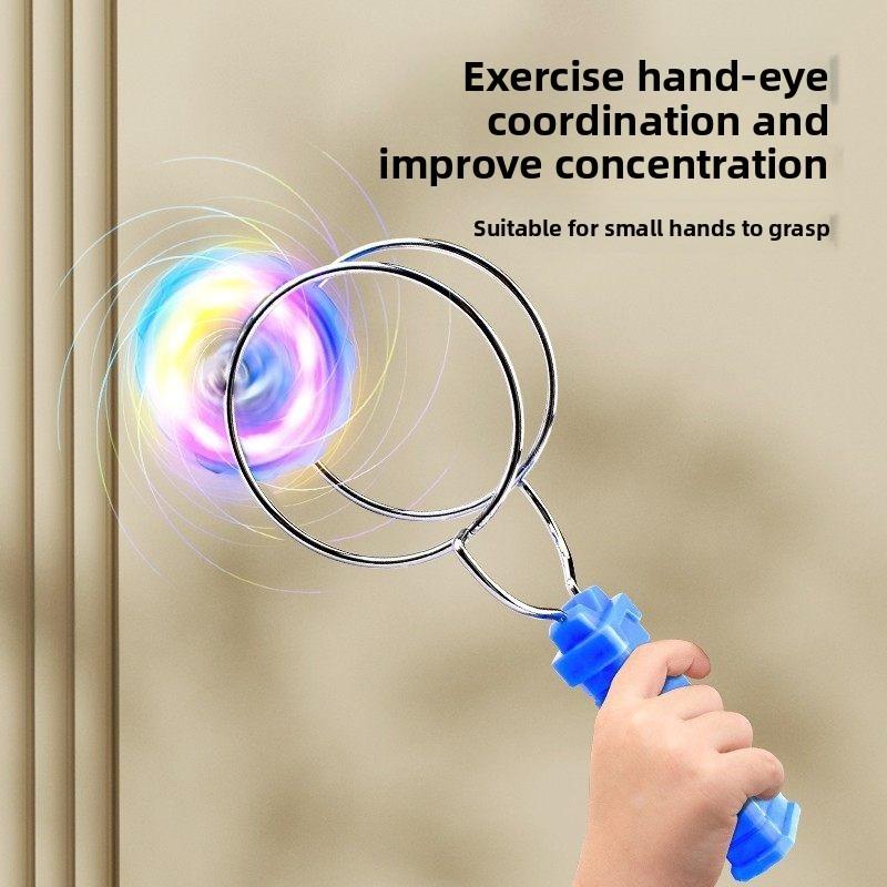 Kids' Light-Up Hand-Crank Magnetic Orbital Magic Yo-Yo – Glowing Spinning Gyro Toy with Magnetic Flywheel Effects