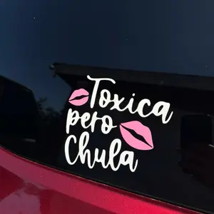 Toxica Pero Chula Window Vinyl Decal Sticker - Design for Window Decoration Girly Car Accessories Stylish Car Merch