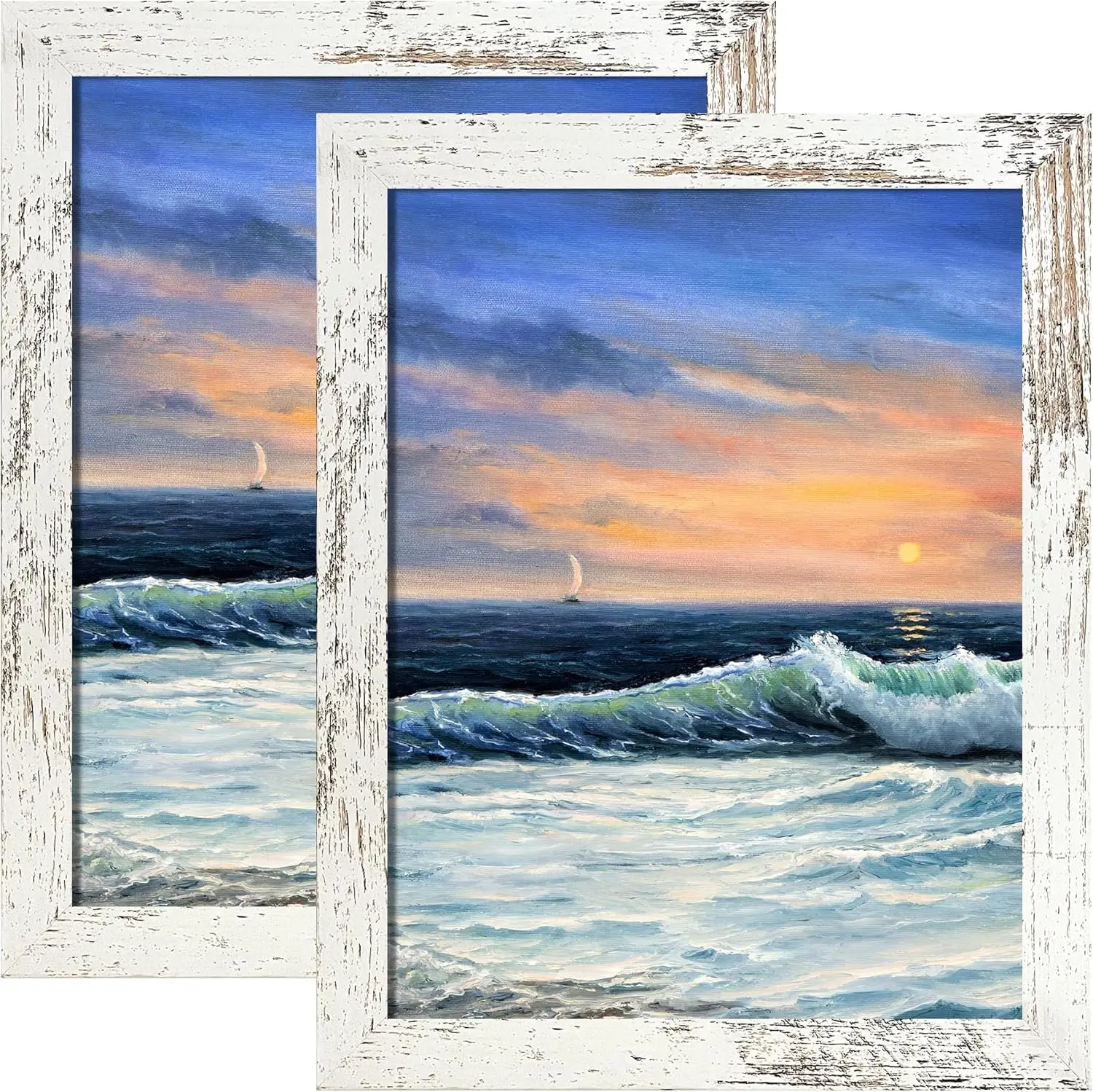 2-Pack 8x10 Durable Plastic Distressed Photo Picture Frames for Camera Photography - Smooth Surface, Easy to Clean, Hanging Wall Mount or Tabletop Display, Ideal for Baby Shower Decor