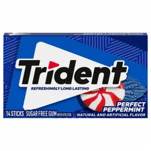 12x Trident Perfect Peppermint Sugar Free Chewing Gum - Fresh Breath Mints Pocket Pack Snack Candy 14ct