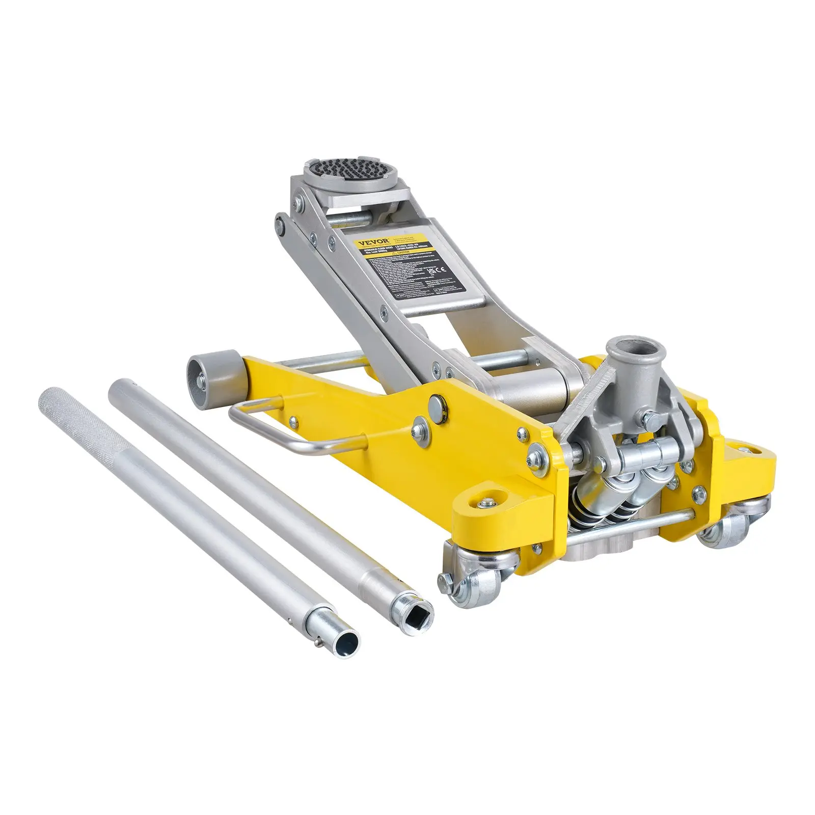 【toolupgrade】VEVOR 3-Ton Compact Low Profile Floor Jack for Car, 6613lb Lift Power, Heavy Duty Dual Piston Rapid Pump Automotive Maintenance Tool with Rubber Saddle Guard, Sealed Cylinder, Rugged Carbon Handle, Disassemble for Carry, Handles Low Profiles