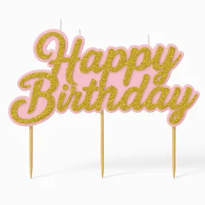 Glittered "Happy Birthday" Cake Topper Candle Pick