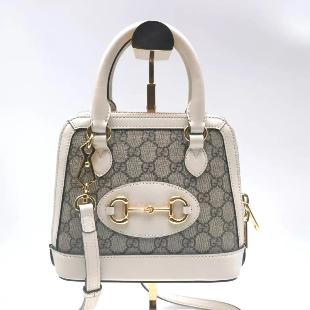 Pre-owned GUCCI Cowhide Shoulder Bags Horsebit 1955 Mini Beige Coated Canvas Horsebit Crossbody Bag