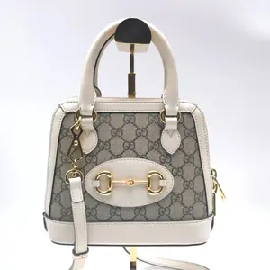 Pre-owned GUCCI Cowhide Shoulder Bags Horsebit 1955 Mini Beige Coated Canvas Horsebit Crossbody Bag